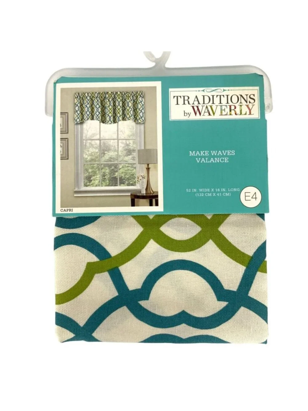 Traditions by Waverly Make Waves Window Valance Capri Blue Green 52x16